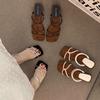 Coarse Heel Cross-strap Slippers Women's Summer Wear New Temperament Beautiful Two Wear Sandals Silver Sandals