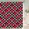 1Pcs Colorful Love Pattern Fabric Waterproof Shower Curtain, Home Decoration Romantic Heart Shape Bathroom Curtain, with Hooks