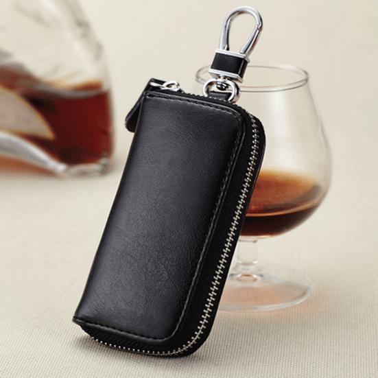 Multifunctional Zipper Genuine Leather Car Key Storage Bag Pouch Case Cover