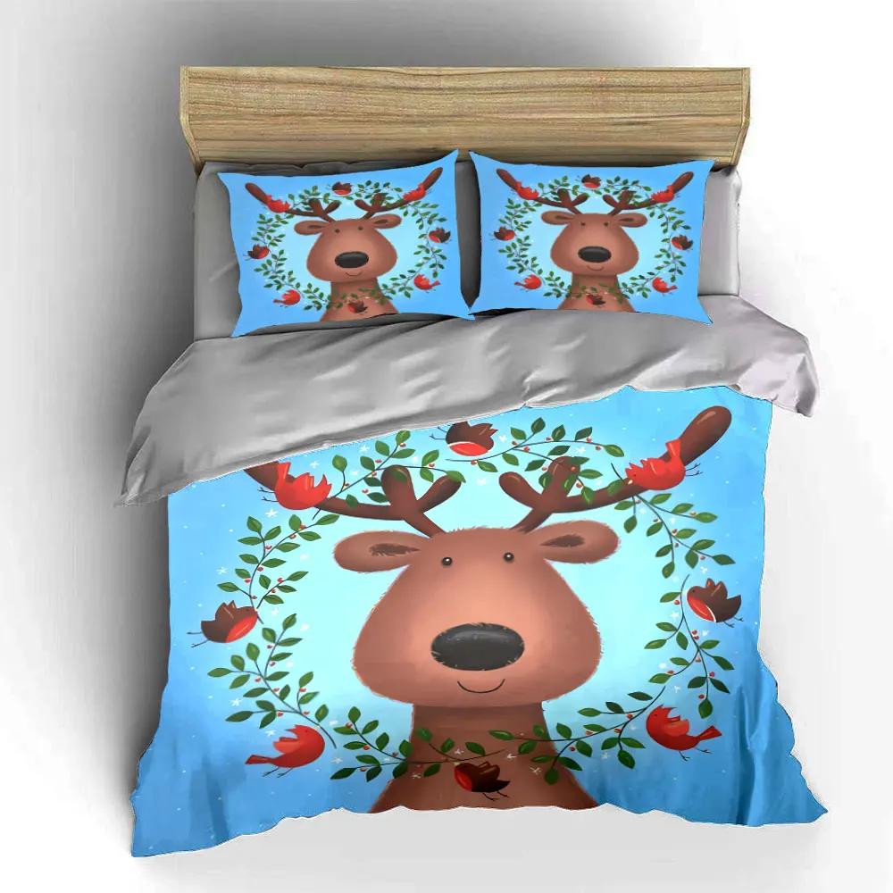 "Cartoon Reindeer Holiday Decoration Set" Soft Comfortable Duvet Cover Bedding Set Included 1*Duvet Cover & 2*Pillowcasesgift