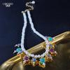 Pre-Owned High-End Gold-Plated Crystal Butterfly & Imitation Pearl Choker Necklace