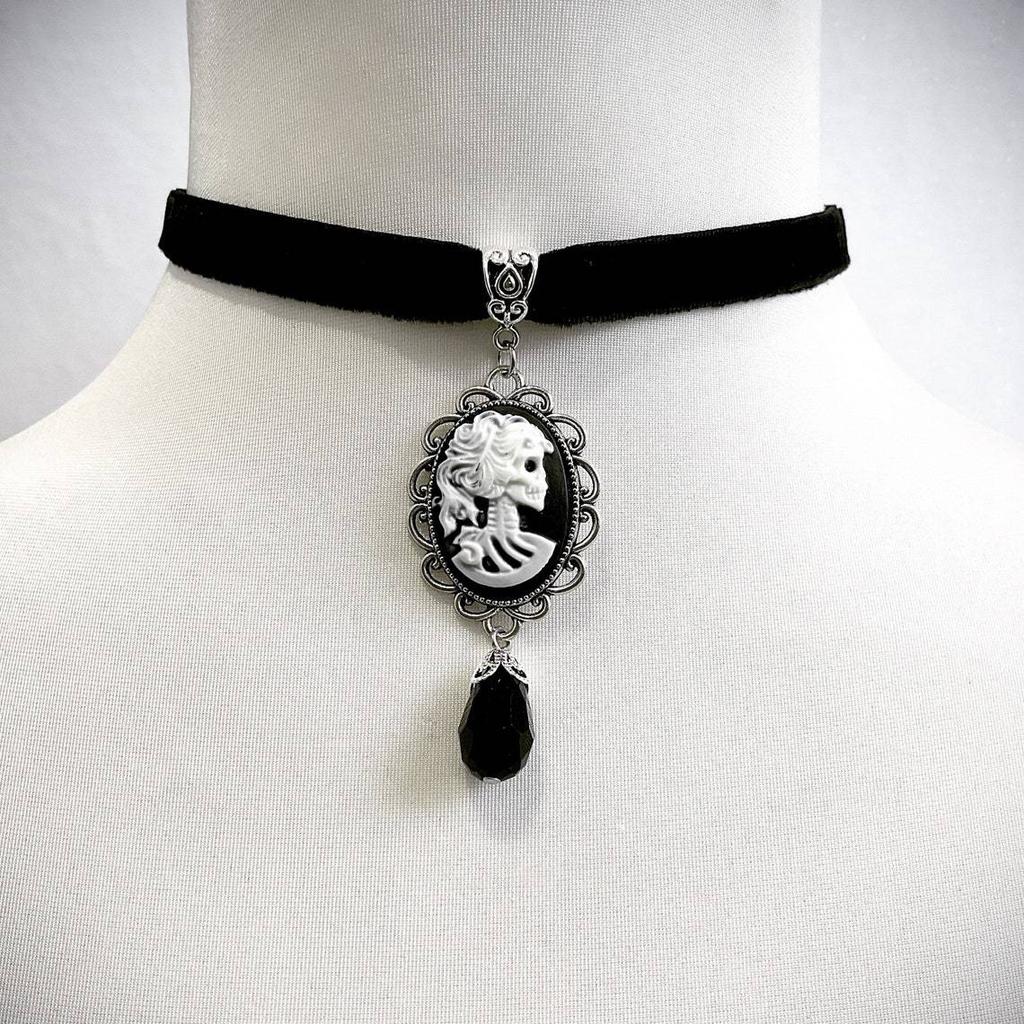 Vampire Cameo Choker, Gothic Jewelry, Victoria, Retro, Butterfly, Blood Drop, Pagan, Witchcraft, Alternative, Necklace for Women