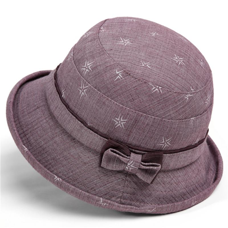Spring Autumn Casual Bucket Hat, Thin Comfortable Versatile Fisher Hat with Lace Pattern and Bow, Sun Protection Cap
