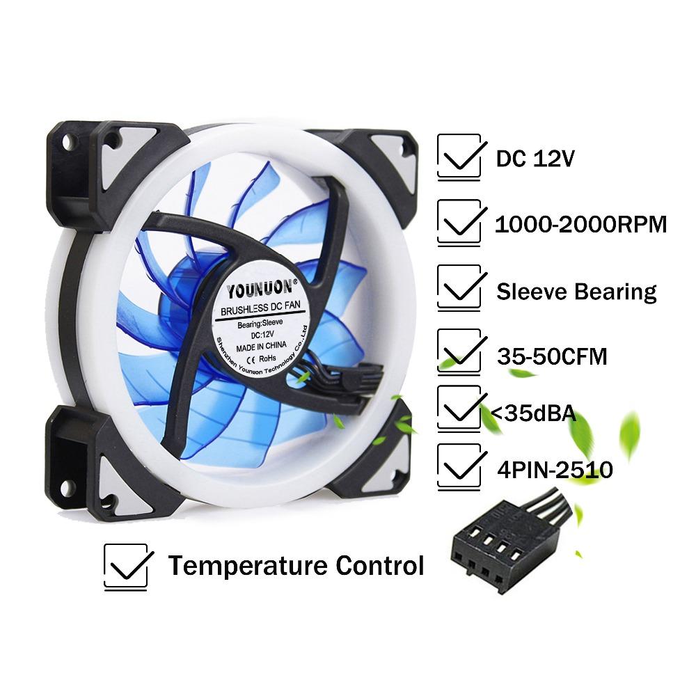 92mm Blue LED Fan 92x92x25mm DC 12V Led Fan CPU GPU Computer Case Cooling Cooler Fan 4PIN Temperature Control