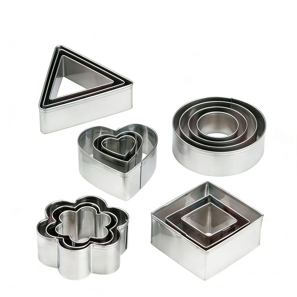 Mini Cookie Cutter Set - Heart, Flower, Round, Square, and More Shapes for Baking, Fruit, and Vegetable Molds