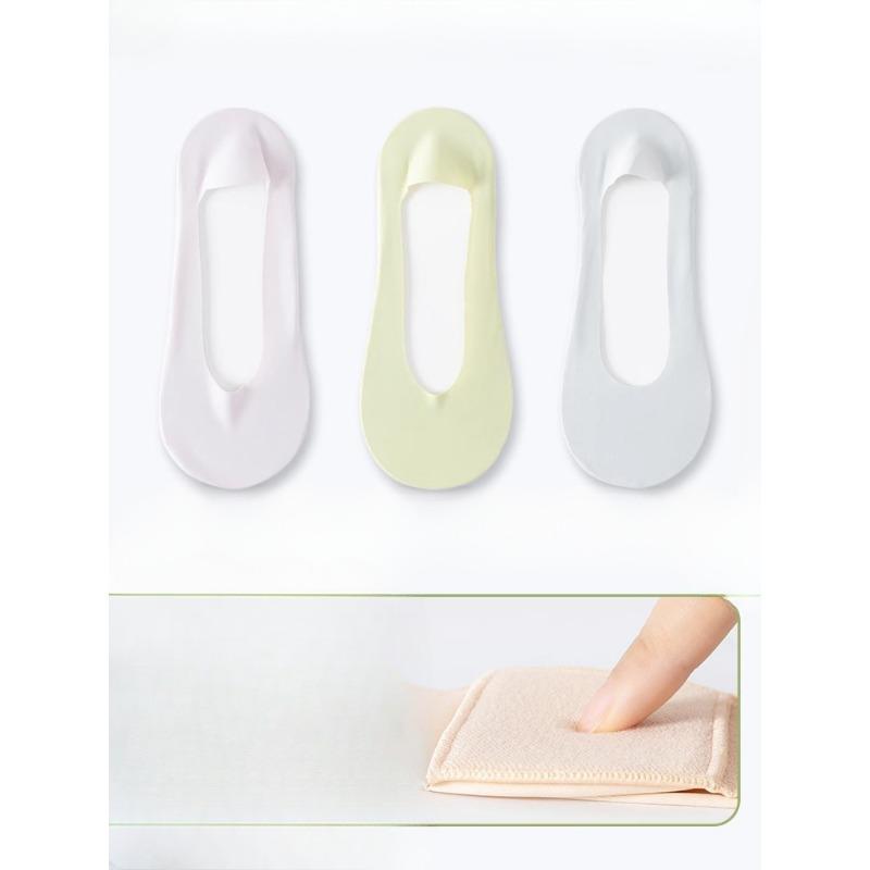 3 Pairs of Female Summer Thin Cotton Non Drop with Anti Skating Silk Shallow Mouth Invisible Deodorant Sweat Socks