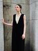 Nordic-Inspired Minimalist Acetate V-Neck Sleeveless Dress