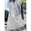Falda de Capullo de Flor Hinchada para Mujer en Verano Delgada Nueva de Cintura Alta Línea A Floral de Colores Estilo Suave Falda de Longitud Media