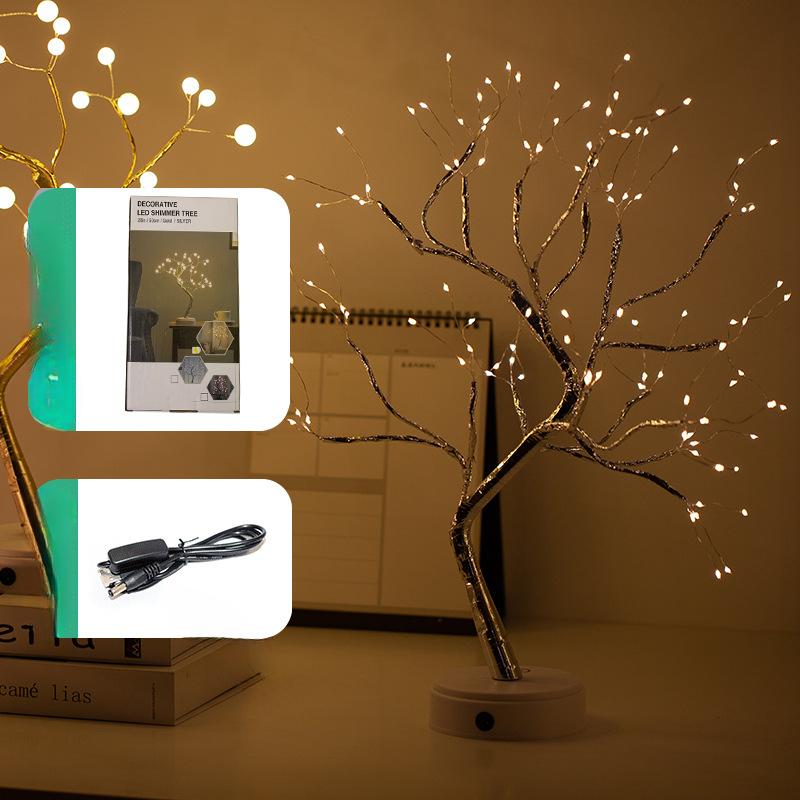 Regalo di compleanno 1 giugno Festa dei bambini Ragazza Laurea Piccolo regalo Albero di fuoco Fiore d'argento Luce decorativa Albero di luce