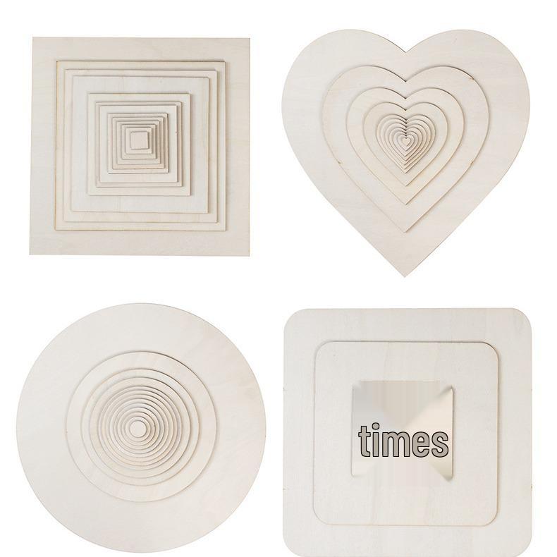 DIY Laser-Cut Geometric Peach Heart Poplar Wood Slices for Home Decoration