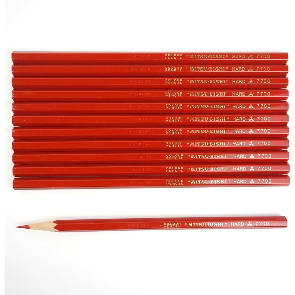 Mitsubishi Pencils, colored pencils, hard colored pencils, red, 12 pcs, K7700.15