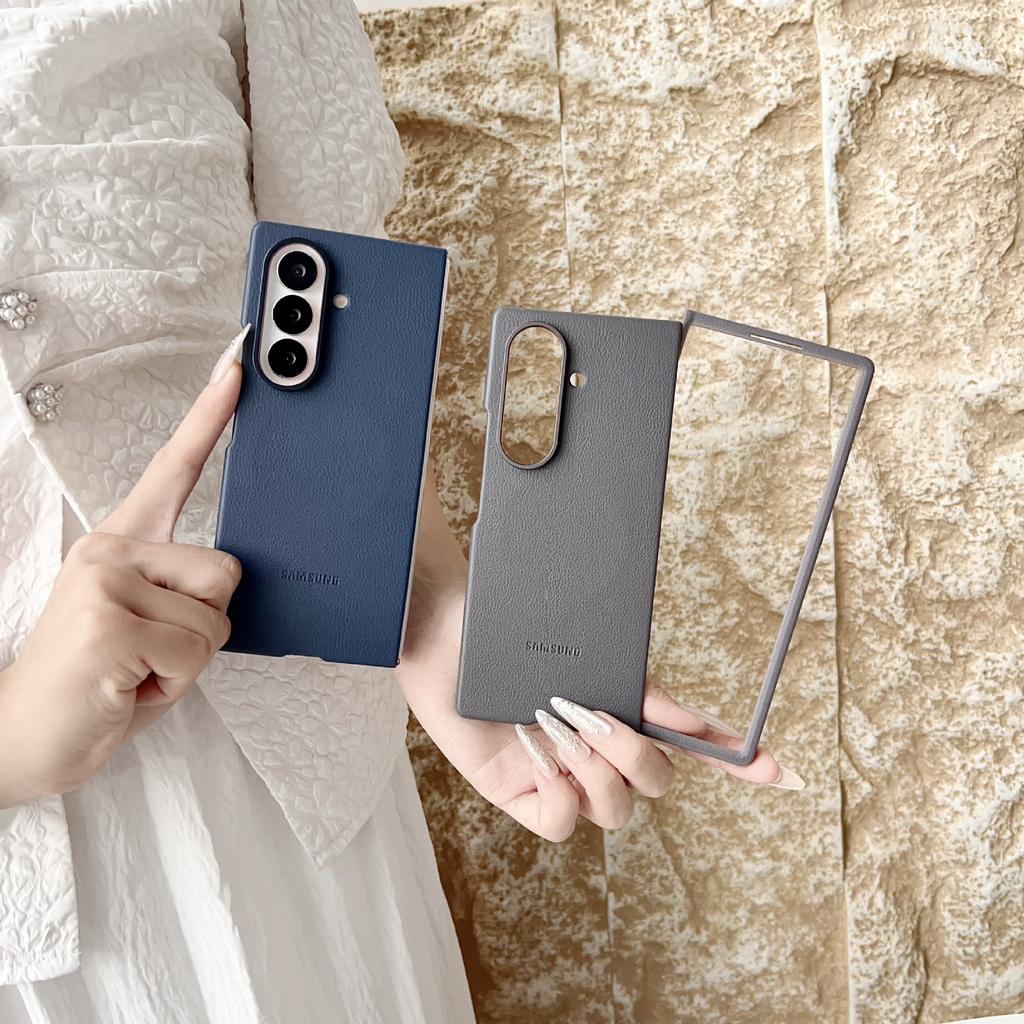 Suitable for Samsung Zfold7 Magnetic Leather Mobile Phone Case Galaxy Zfold7 Plain Leather Folding Anti Fall Protection Case