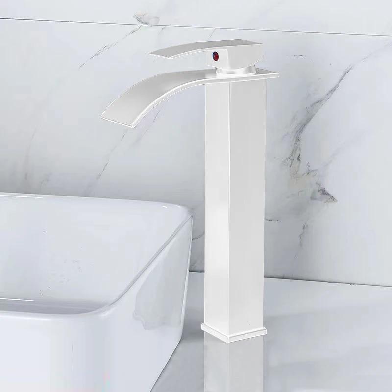 Black Waterfall Bathroom Basin Faucet Waterfall Spout Vanity Sink Mixer Tap Brush Gold Sink Faucet Tall short Style Chrome Gray