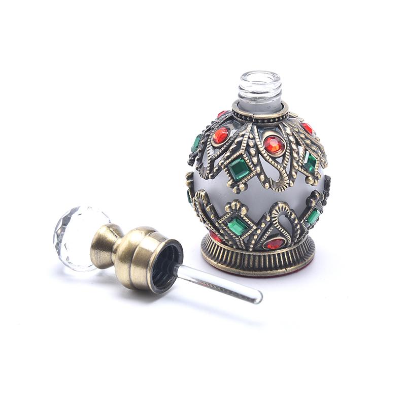 1X Vintage Metal Perfume Bottle Arabian Style Empty Refillable Bottles Container