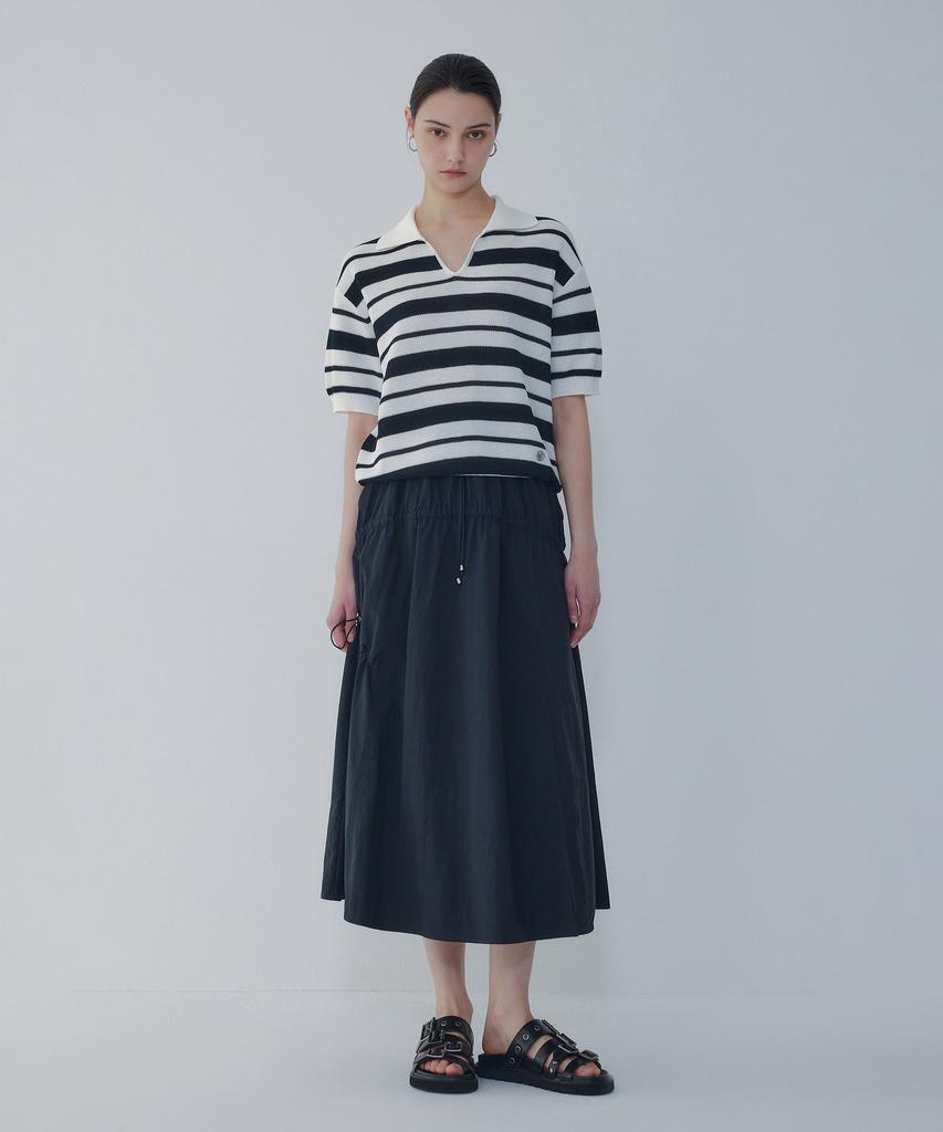 Bobeu String Banding Tiered Skirt_Black_7156235003