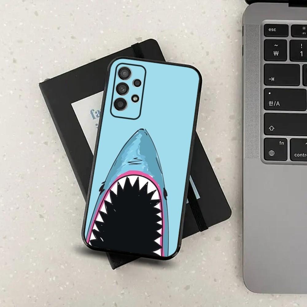 Cartoon Shark Ferocious Phone Case For Samsung Galaxy A13,A21s,A22,A31,A32,A52,A53,A71,A80,A91 Soft Black Cover