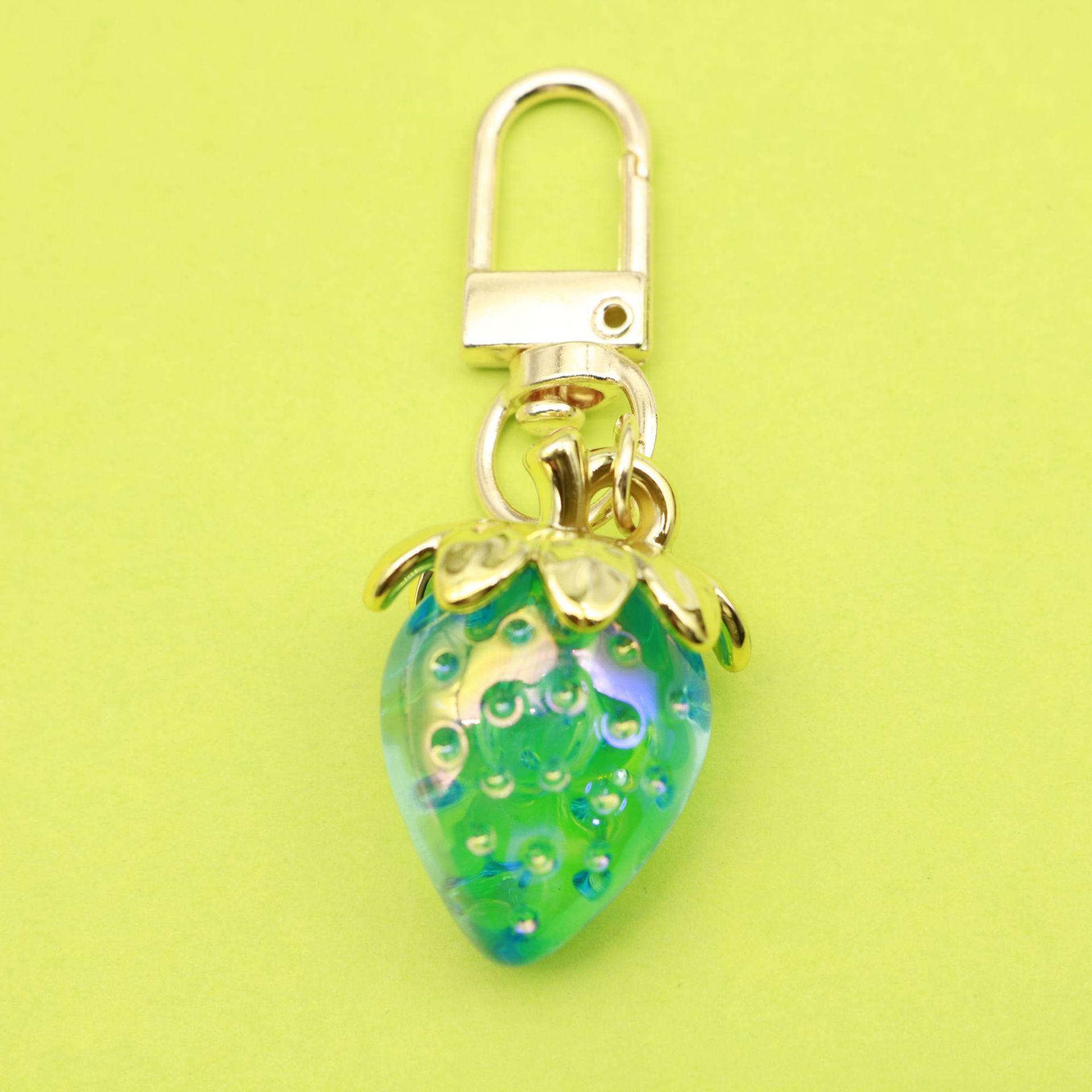 Strawberry Heart Keychain - Cute Girly Bag Accessory Pendant