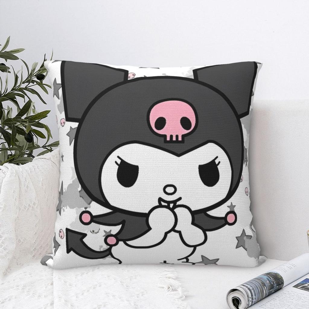 Cartoon Glücklich Kawaii Kuromi Kissenbezug Polyester Kissenhülle Dekor Wurfkissenbezug Wohnzimmer Reißverschluss 18'