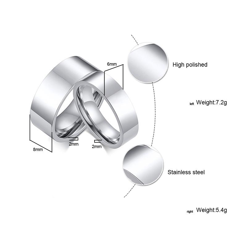 Chic Simple Women Rings Stainless Steel Plain Band 2/4/6/8/10mm Tube Shape Ring Candid Jewelry