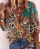 #Fashion Summer Women's Stand-Up Collar Loose Button Retro Printed Casual Shirt