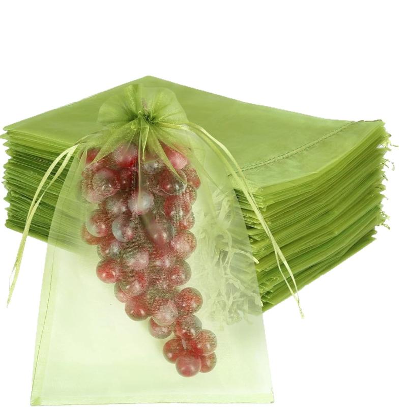 20/50 Pezzi Sacchetti Riutilizzabili a Coulisse Anti Insetti per Frutta Sacchetti a Rete per Protezione Piante Coperture Barriera Anti Parassiti Forniture per Alberi da Frutto e Giardino