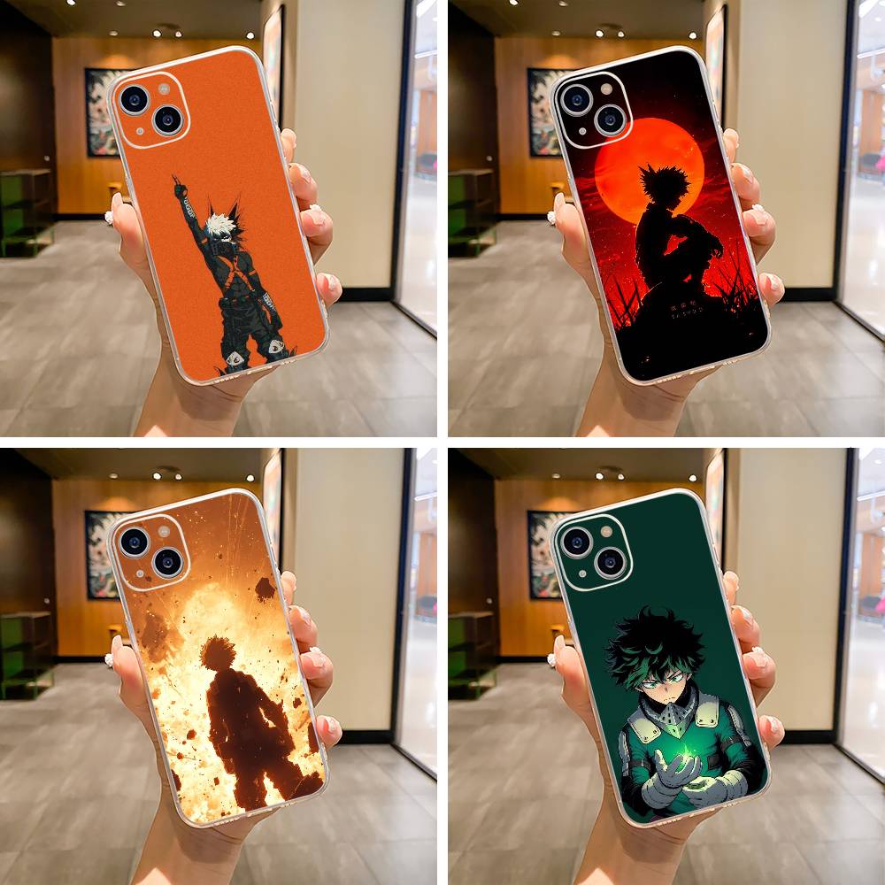 Shonen Anime-My -H-Hero -Academia Phone Case For iPhone17,16,15,14,13,12,Pro Max,16/15/14 Plus Soft Silicone Transparent Cover