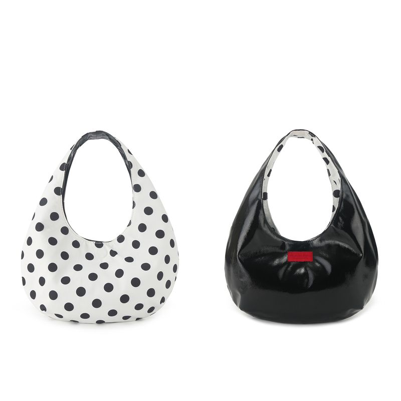 

7 7 Spring and Summer Niche New Kanari Tote Bag Simple Style Polka Dot Pattern Two-Side Back Shoulder Handbag Women White small size