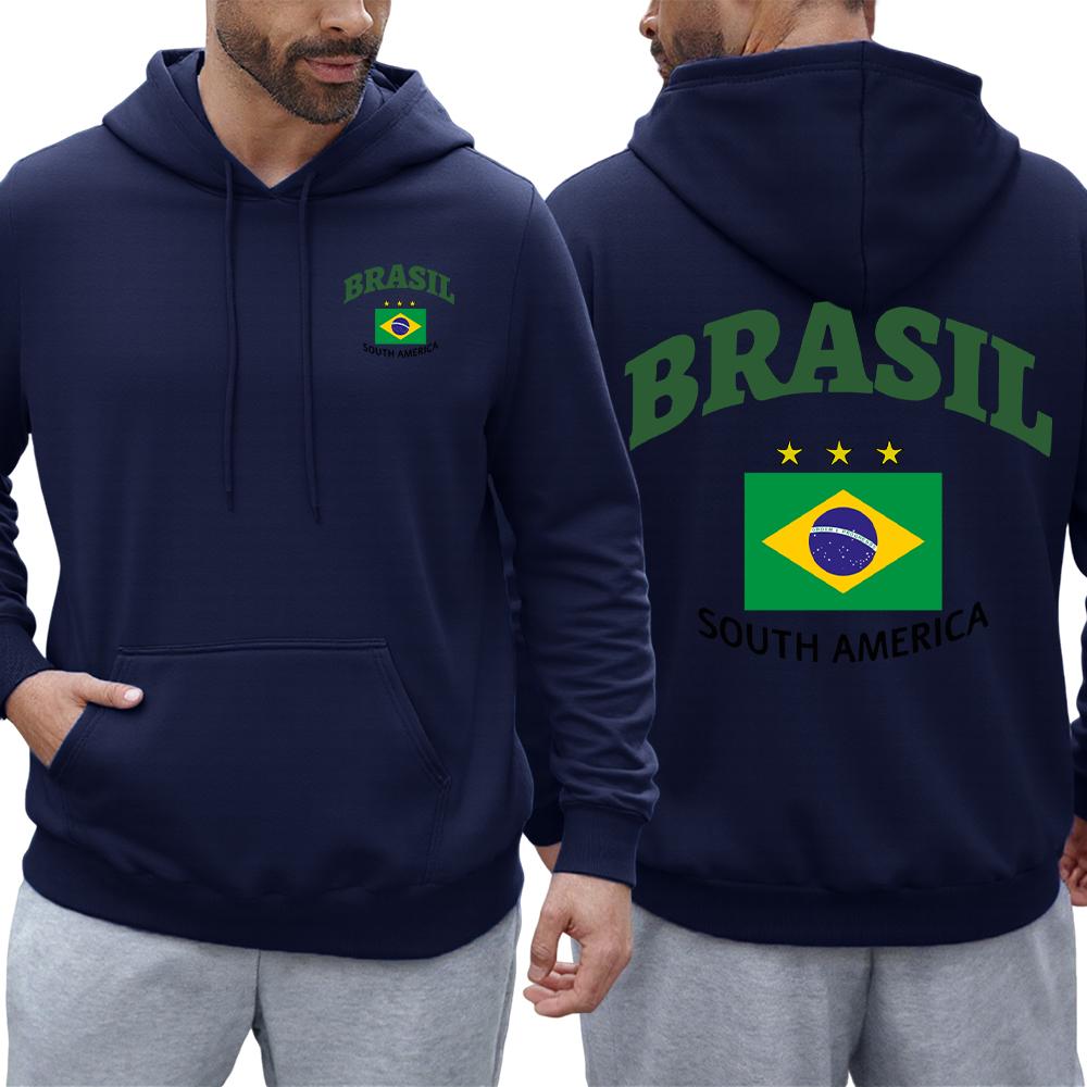Brazilian South American Print Men's Hoodie Hip Hoodie Fashion Casual Loose Street Style Fleece Multi-Color Pullover Autumn and Winter