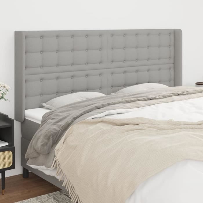 VidaXL Headboard with Ears Light Grey 163x16x118-128 Cm Fabric3120020