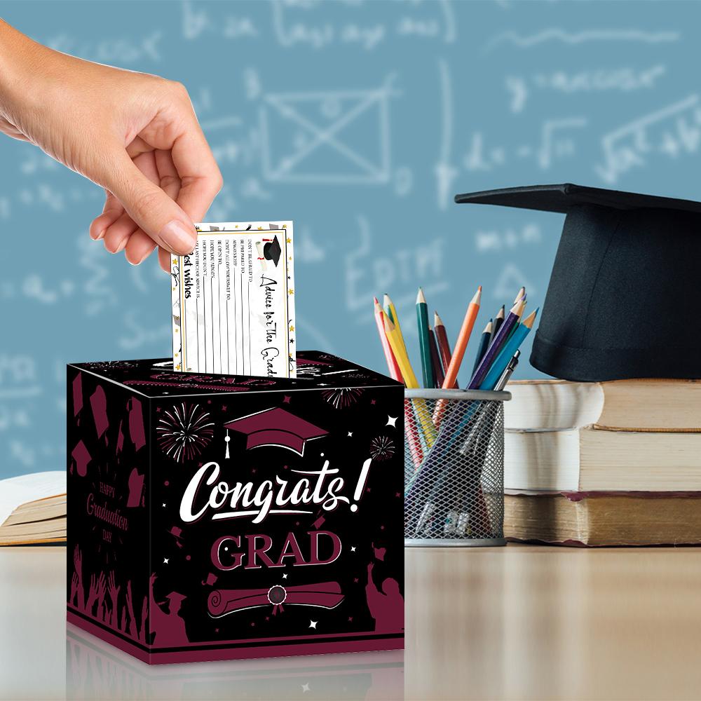 Graduation Voting Box Black Golden Class of 2025 Congrats Grad Card Box Set Congratulations Graduation Party Decoration Gift Box