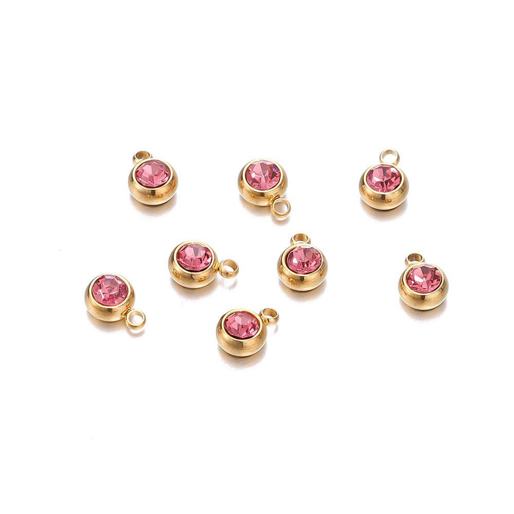 20 Stück 6mm Edelstahl Strassperlen Goldfarbe Kristall Anhänger für DIY Halskette Armband Charm Schmuckherstellung