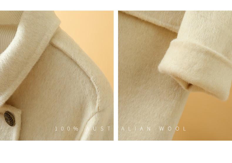 Elegant Double-Breasted Mid-Length Women's Wool Coat in Solid Color - Autumn/Winter Small Fragrance Style