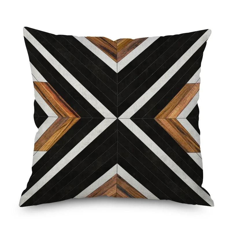 Home Decor Nordic Christmas Brown Geometric Ornament Pillowcase Sofa Chair Printed Car Cushion Cover funda de almohada