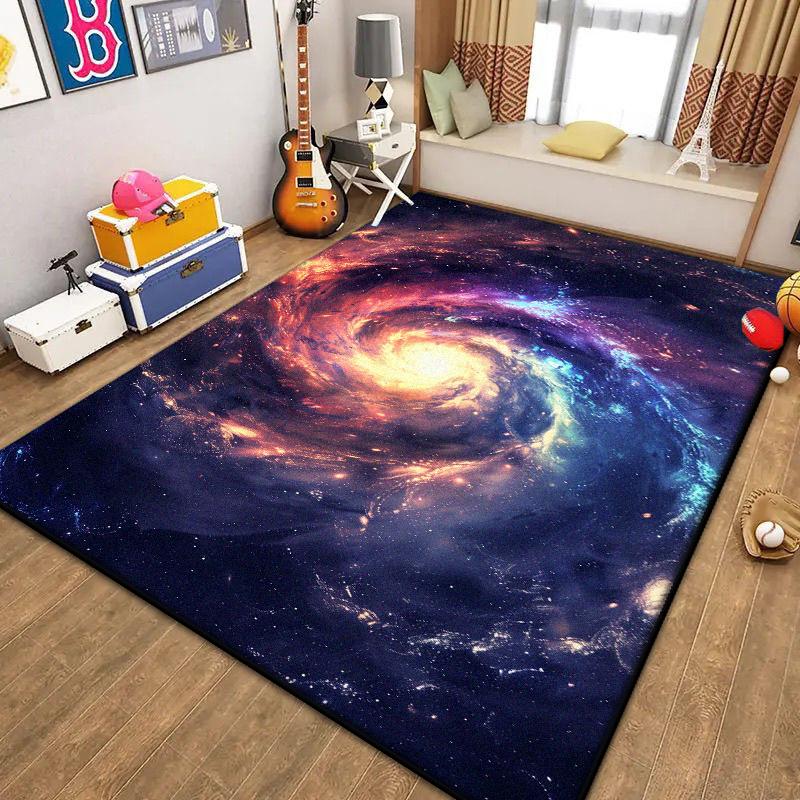 Abstract Decoration Home Carpet Living Room Fluffy Starry Sky Rug Antiskid Sofa Table Mat Foldable Large Area Rugs Easy Clean