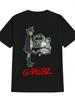Casual Versatile Crew Neck T-shirt with "Gorillaz" Graphic Print - Black