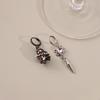 European and American Halloween Asymmetrical Heart and Pearl Ghost Earrings