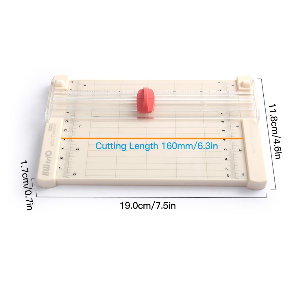 KW-trio Mini cutter portabil pentru tăiat hârtie Trimmer pentru hârtie artizanală Lungime de tăiere de 6,3 inci cu tăietor drept