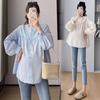 Elegant 2026 Spring/Summer Versatile Maternity Korean Patchwork Loose Doll Shirt Top
