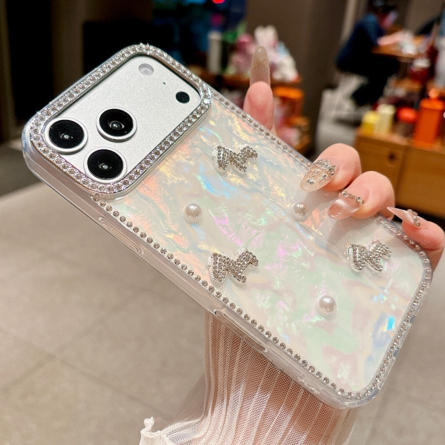 

Luxury Aurora Glitter Diamond Horse Case for iPhone 16 15 17 Pro Max 14 Plus 11 12 13 Bling Pearl Shockproof Ultra Slim Cover iPhone 12 Pro Max