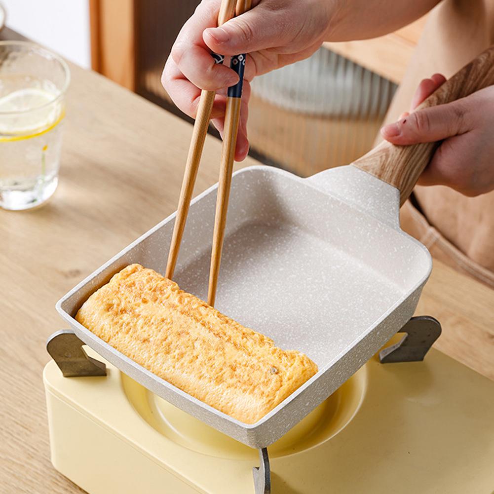 Nonstick Flat Pan for Home Kitchen Rectangle Egg Pan Skillet with Heat-Resistant Handle for Gas Stove Induction Cooker