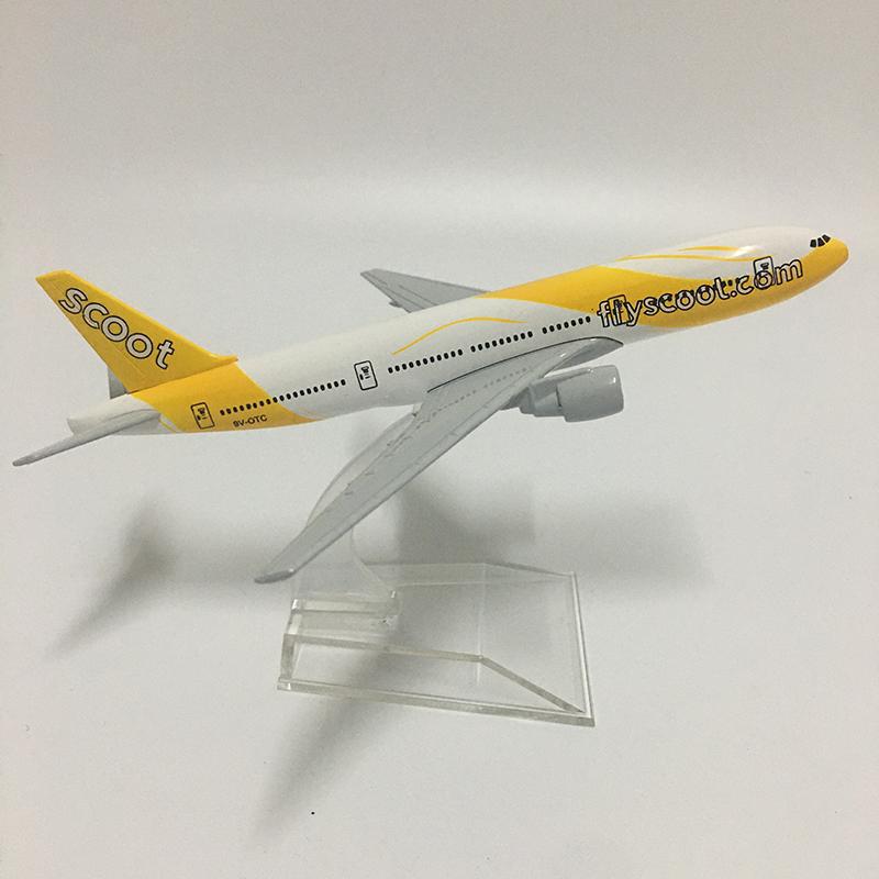 16cm Diecast Metal Singapore Scoot Flyscoot B777 Plane Airplane Aircraft Model Toy for Gift Display Collection