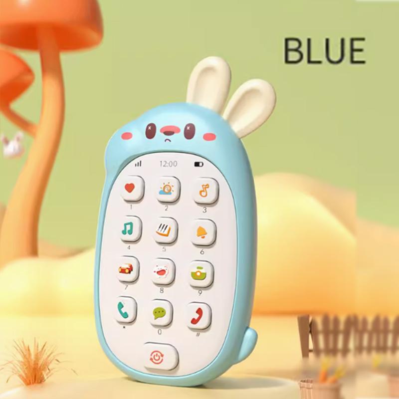 Children's rabbit toy mobile phone baby chewing puzzle non-toxic odorless multi-functional music mobile phone no battery