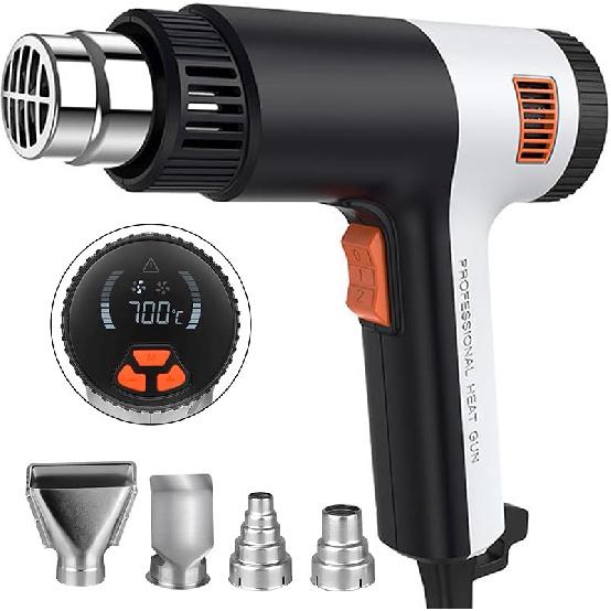 Heat Gun 2000W,6.56Ft UL Cord, Variable Temperature Control 122℉~1292℉, Fast Heat Hot Air Gun with 4 Nozzles, Overload Protection, for