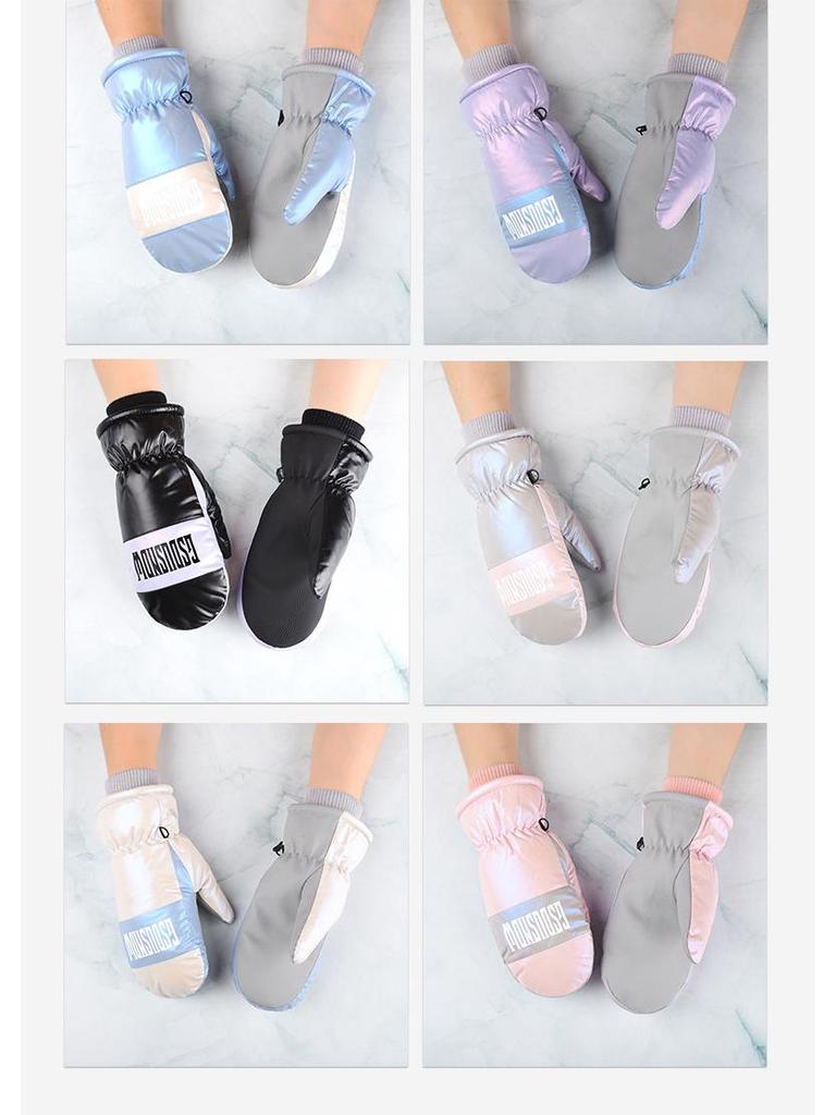 2024 Women's Waterproof Ski Mittens, Fleece-Lined, Warm & Cute, Fingerless for Cycling & Snowboarding