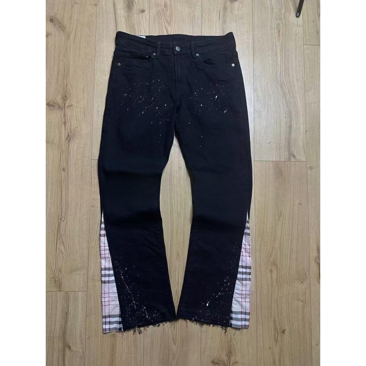 LUXEON New Fashion Jeans Men Streetwear Black Streetwear High Stretch Skinny Button Trousers S чёрный