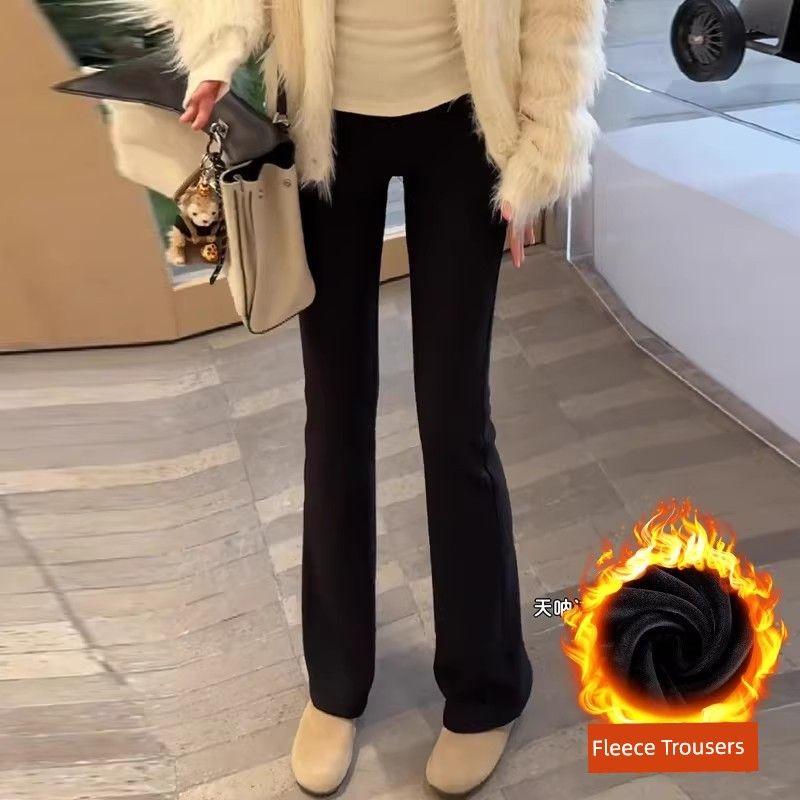 Summer Black Slim-Fit Flared Casual Pants for Women 2026 New Trendy High-Waisted Stretchy Slim-Fit Bootcut Pants
