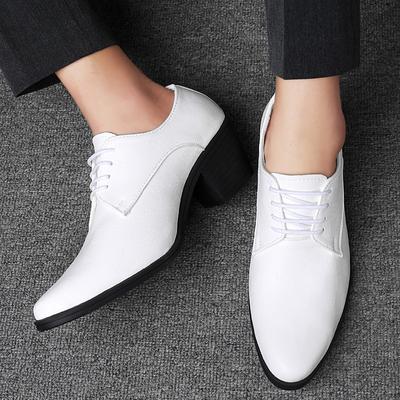 Men High Heels White Leather Derby Wedding Dress Dance Business Formal Elevator Shoes Height Increase Tuxedo Prom Blazers Shoes for Man