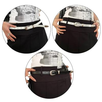 Metal Buckle Belt Aesthetic PU Belt Waistband Decorative Skinny Belt for Pants Jeans Elegant Adult Western Waiststrap