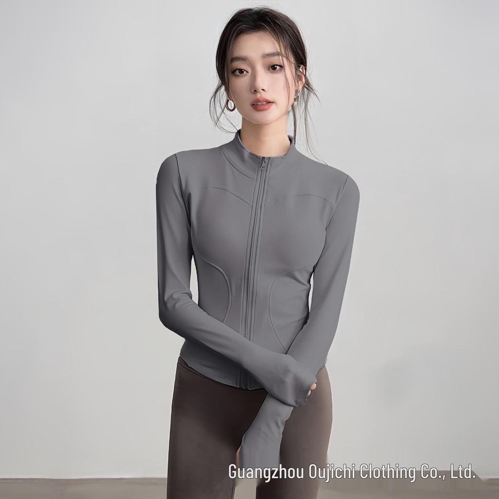 Women's Quick-Dry Sun Protection Stand Collar Yoga Jacket - Long Sleeve Fitness & Running Top