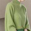 Pull chauve-souris élégant 100% laine à col semi-montant pour femme ZOSOUL